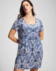 BOTANICAL TILE SUNDOWN - Short Sleeve Scoop Neck Sleepshirt | Soma
