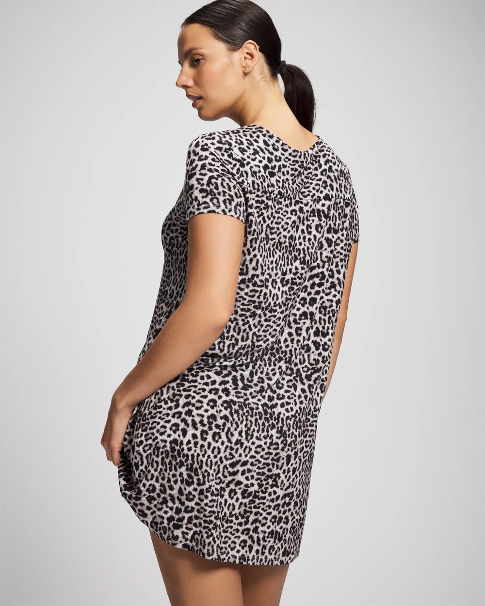 DIVINE LEOPARD TAUPE - Short Sleeve Scoop Neck Sleepshirt | Soma