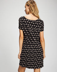PEACEFUL PETALS BLACK - Short Sleeve Scoop Neck Sleepshirt | Soma