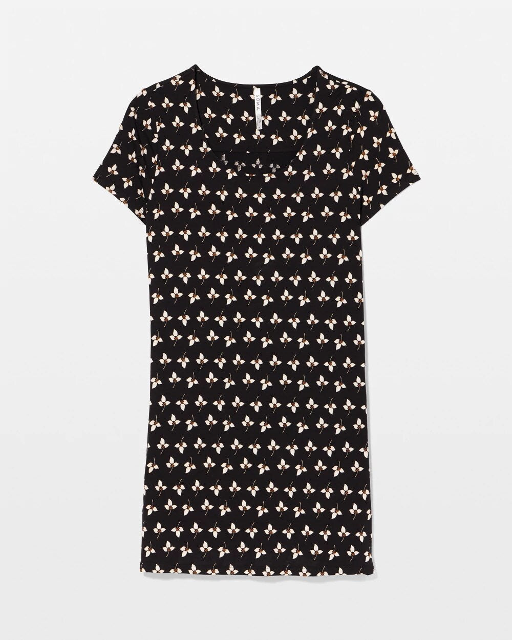 PEACEFUL PETALS BLACK - Short Sleeve Scoop Neck Sleepshirt | Soma