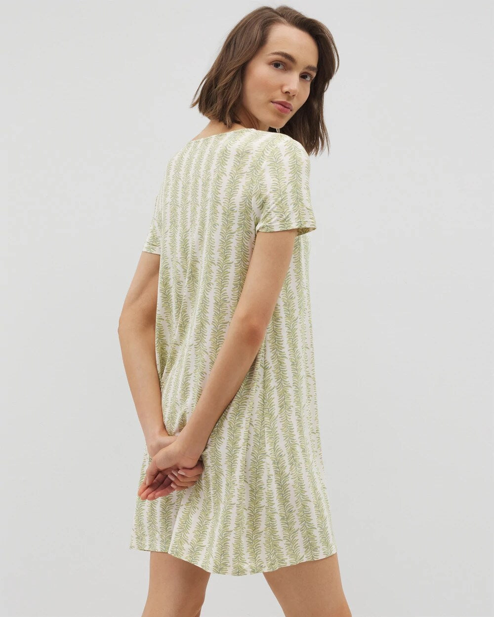 CHILL STRIPE CHAMPAGNE - Short Sleeve Scoop Neck Sleepshirt | Soma