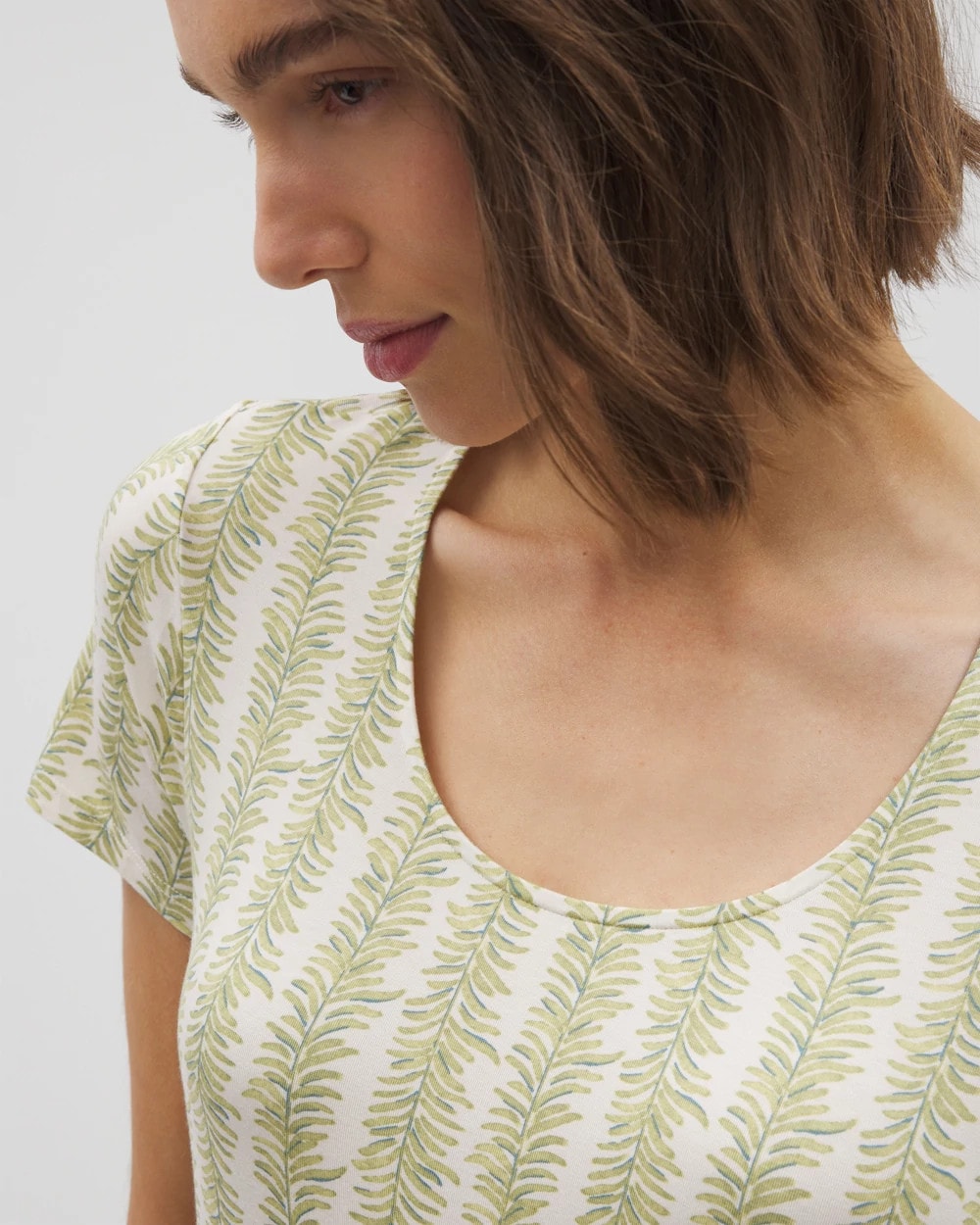 CHILL STRIPE CHAMPAGNE - Short Sleeve Scoop Neck Sleepshirt | Soma