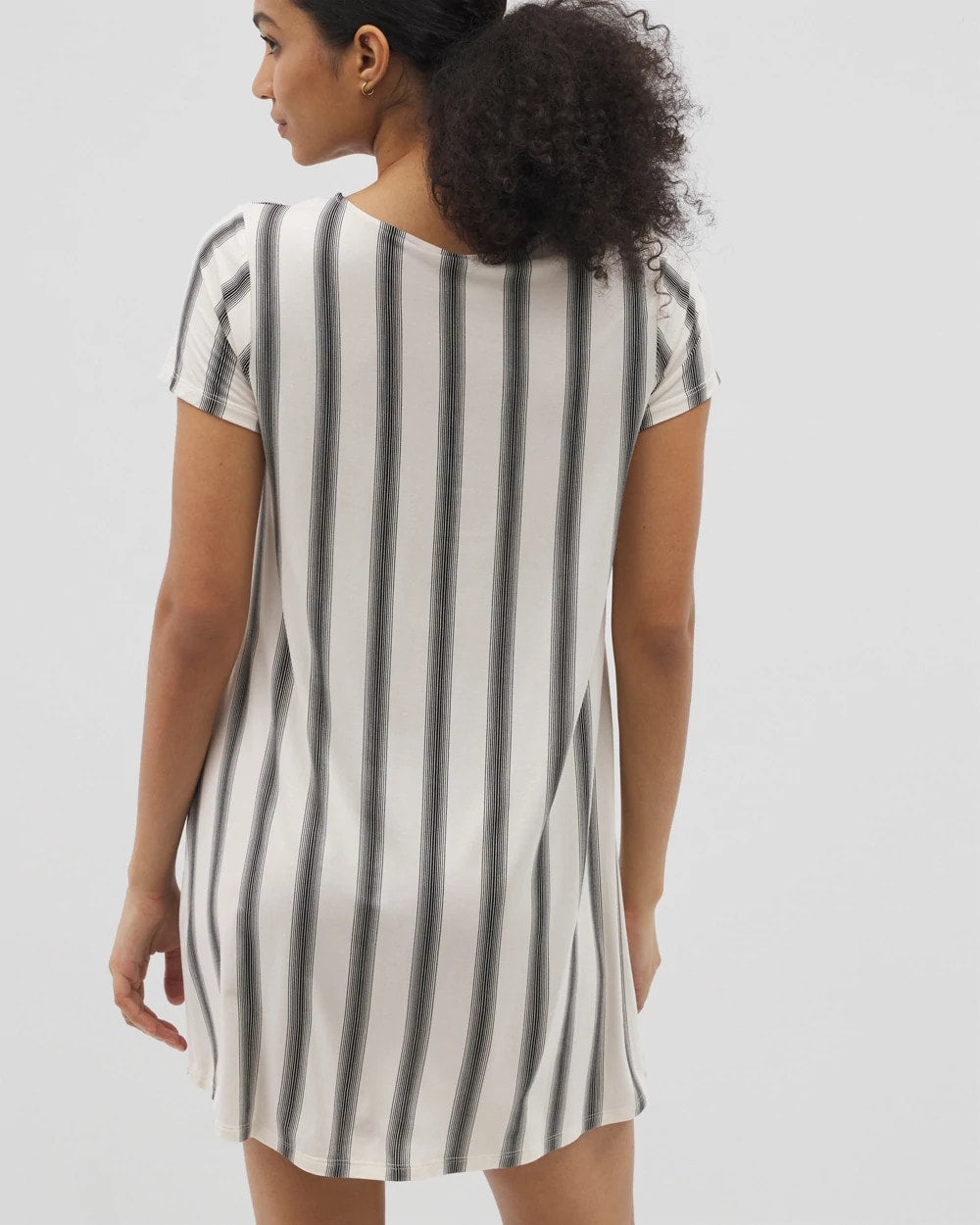 HAMPTON STRIPE BLACK - Short Sleeve Scoop Neck Sleepshirt | Soma