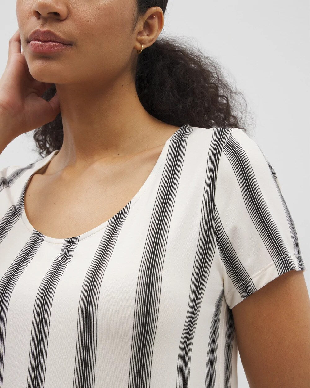 HAMPTON STRIPE BLACK - Short Sleeve Scoop Neck Sleepshirt | Soma