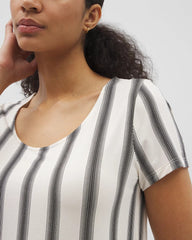 HAMPTON STRIPE BLACK - Short Sleeve Scoop Neck Sleepshirt | Soma
