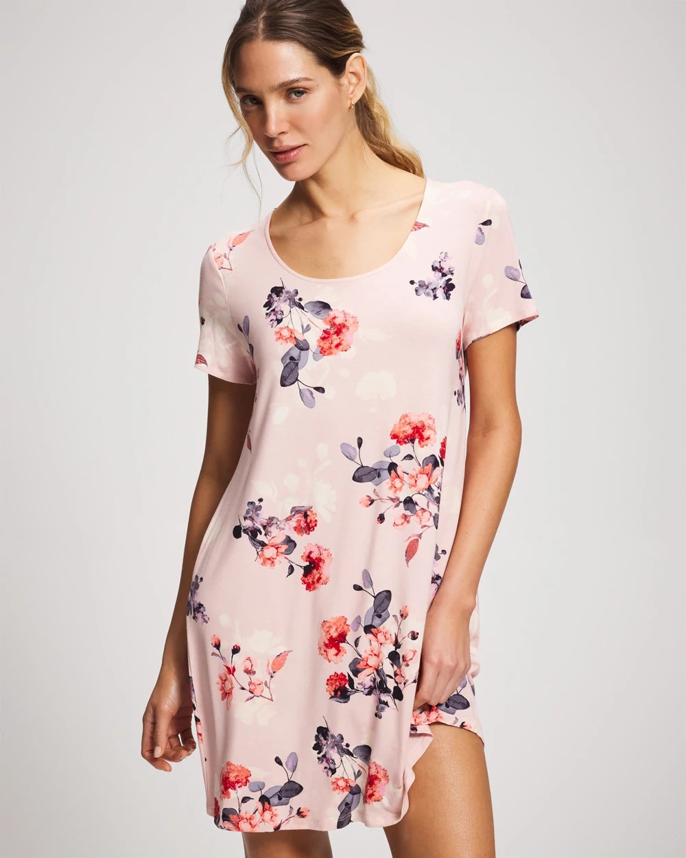 FLORAL DREAMS PINK BLUSH - Short Sleeve Scoop Neck Sleepshirt | Soma