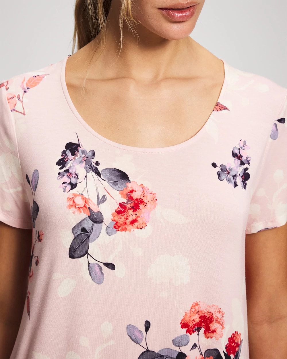 FLORAL DREAMS PINK BLUSH - Short Sleeve Scoop Neck Sleepshirt | Soma