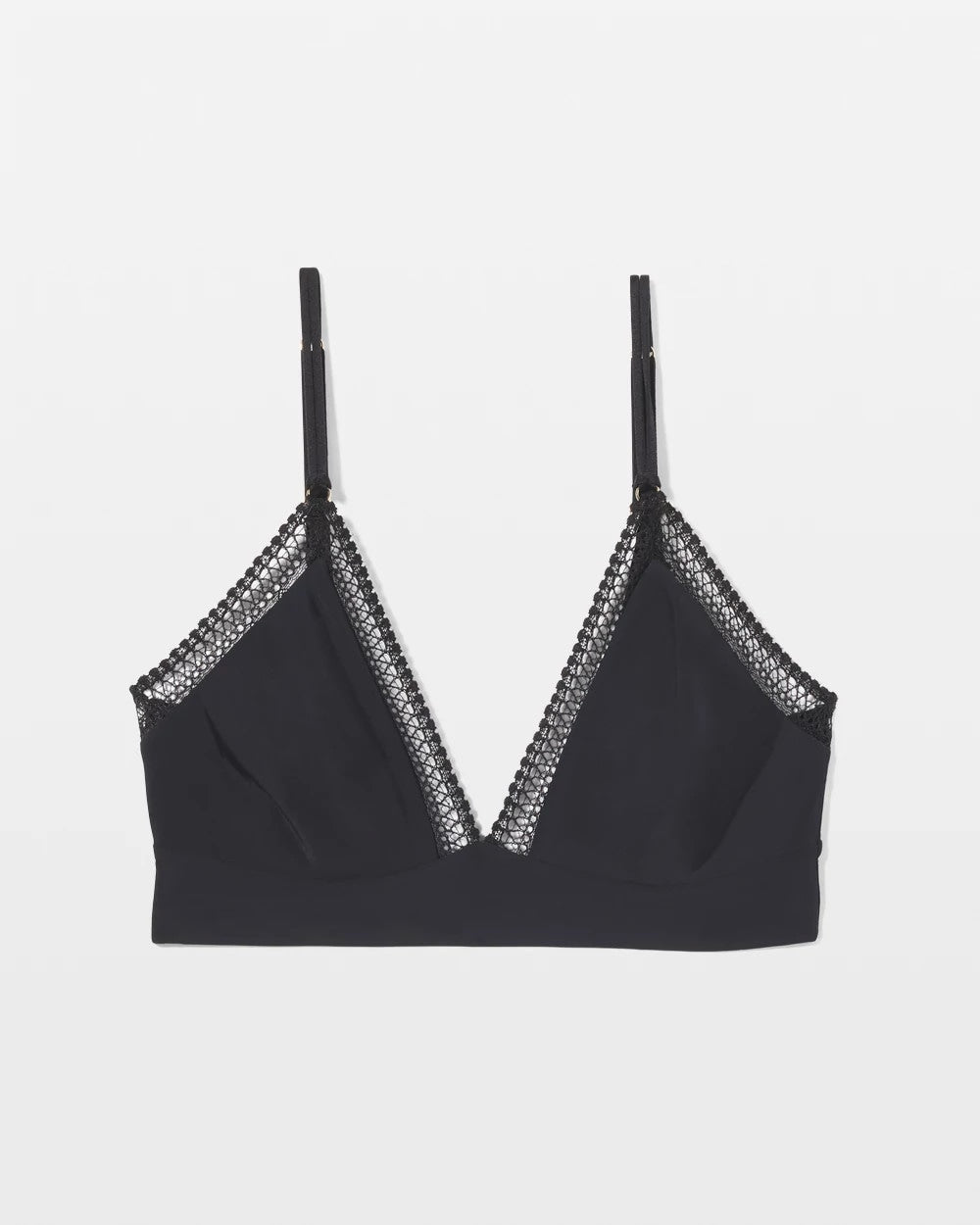 BLACK - Geo Lace Trim Bralette | Soma