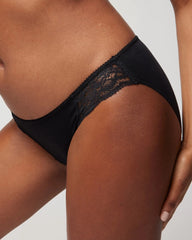 BLACK - Cotton Blend Bikini Panty with Lace | Soma
