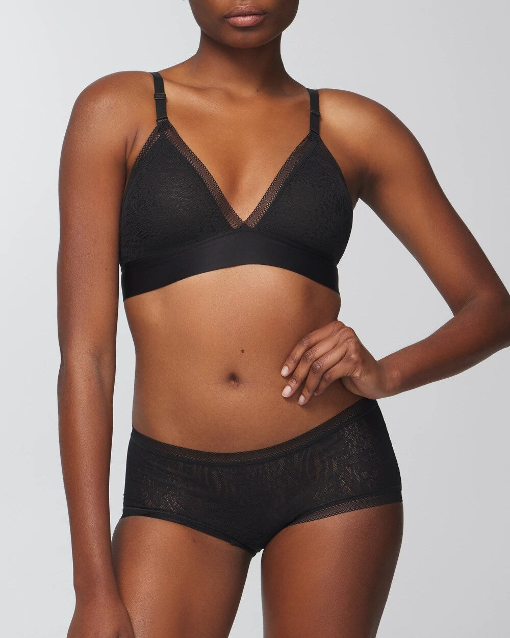 BLACK - Soma Boyshort Panty with Stretch Lace | Soma