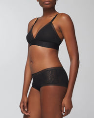 BLACK - Soma Boyshort Panty with Stretch Lace | Soma