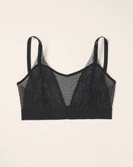 BLACK - Wireless Pocketed Cupless Lace Bralette | Soma