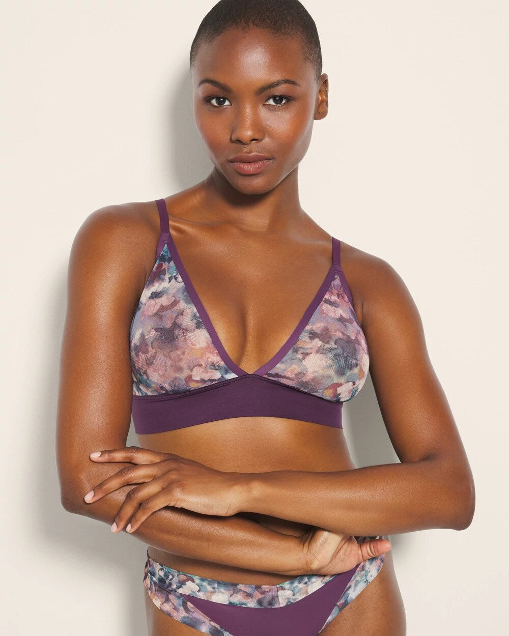 FLORAL MIRAGE MINI BLUE - Triangle Mesh Bralette | Soma