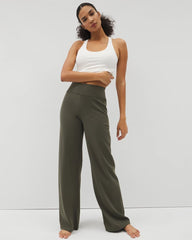 DARK GRAY OLIVE - High-Waist Wide-Leg Pants | Soma