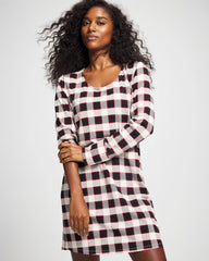 DREAMSCAPE PLAID BLACK - Long-Sleeve Sleepshirt | Soma