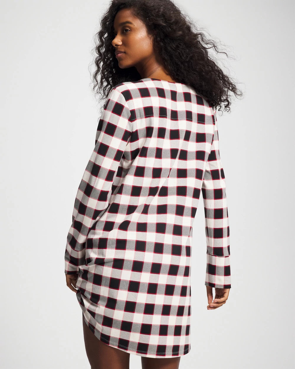 DREAMSCAPE PLAID BLACK - Long-Sleeve Sleepshirt | Soma