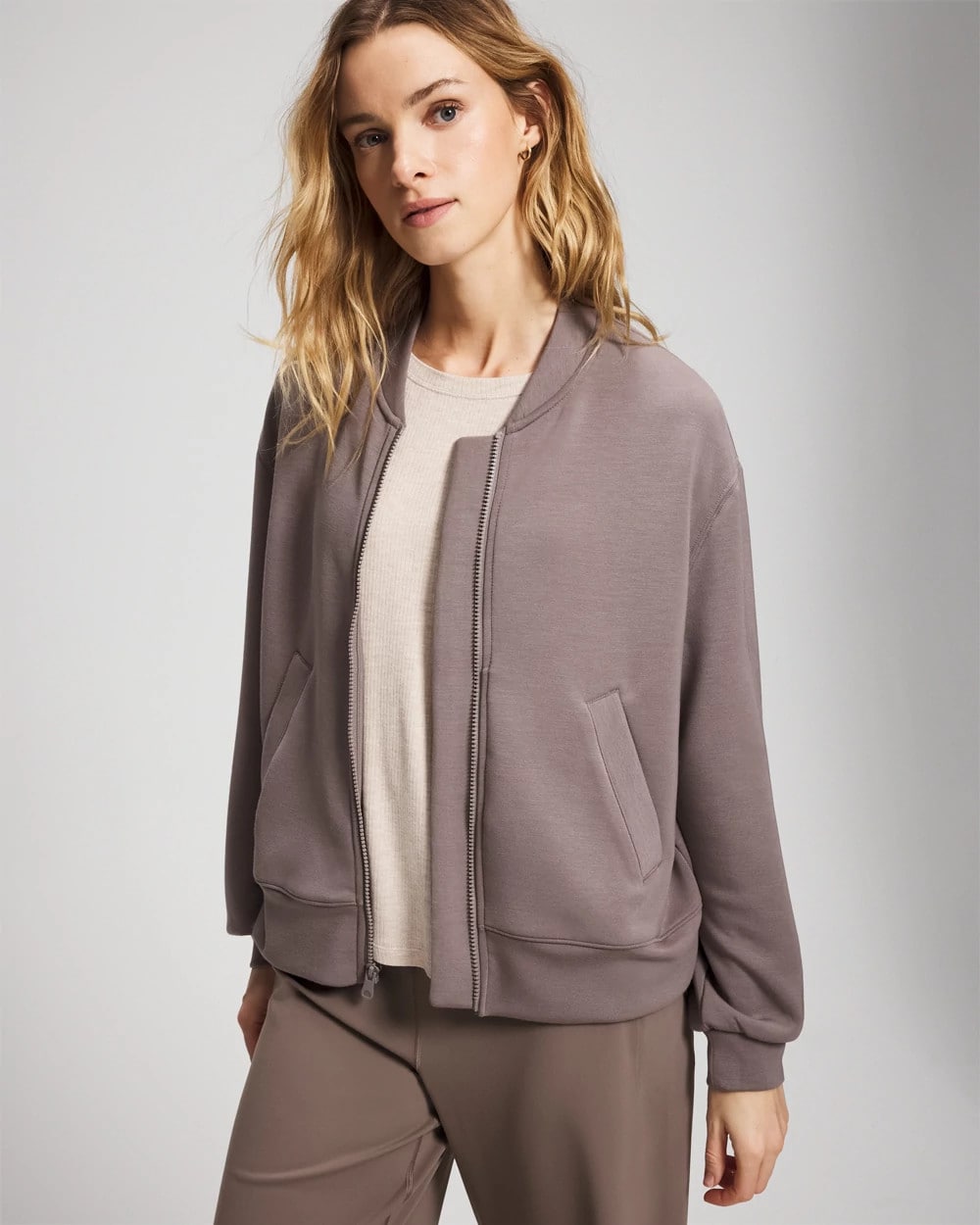 DARK TAUPE - Modern Modal Bomber Jacket | Soma
