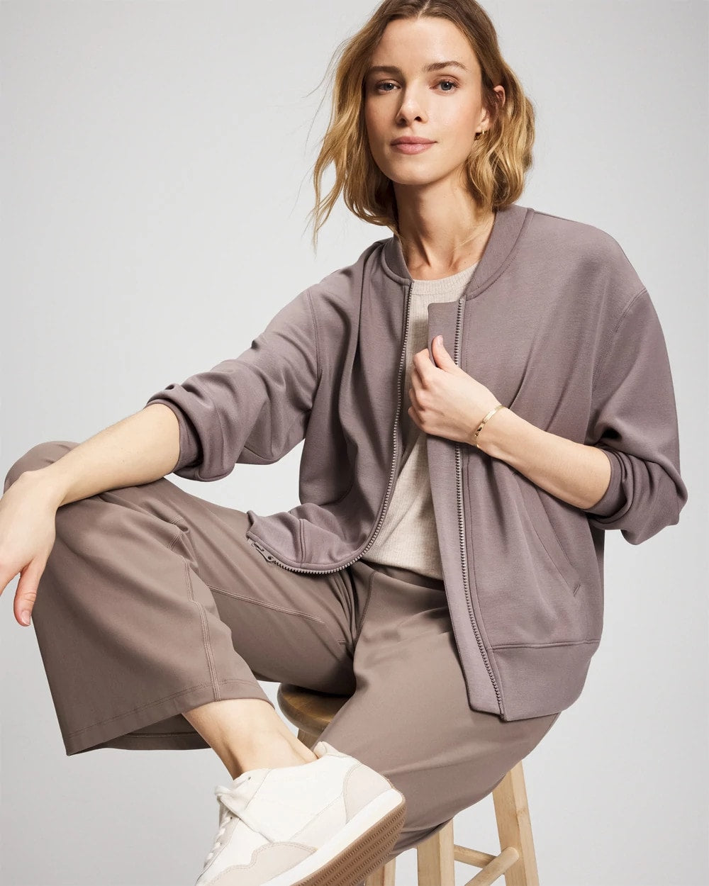 DARK TAUPE - Modern Modal Bomber Jacket | Soma