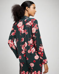 COTTAGE FLORAL GREEN - Cool Nights Long Sleeve Notch Collar with Piped Placket Pajama Top | Soma
