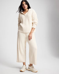 PARCHMENT - Cable Knit Plush Hoodie | Soma