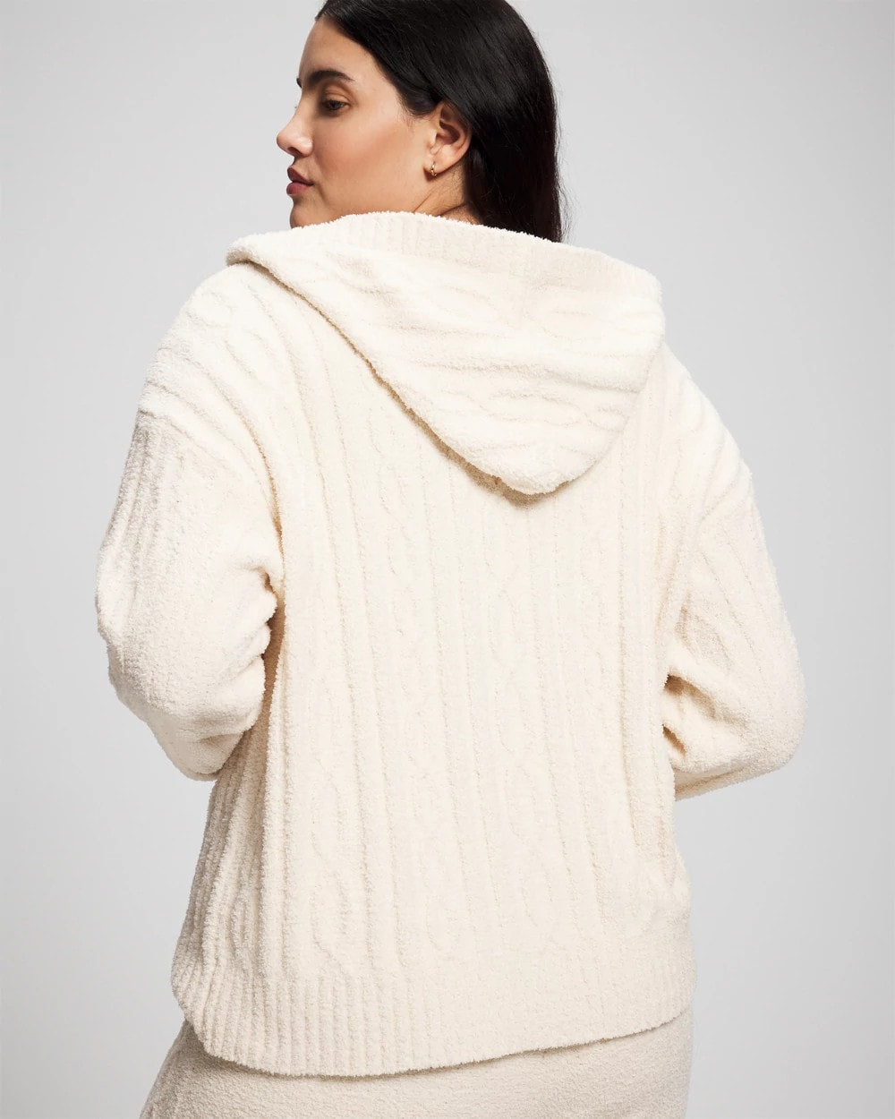 PARCHMENT - Cable Knit Plush Hoodie | Soma