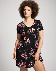 FLORAL DREAMS BLACK - Short Sleeve Sleepshirt | Soma