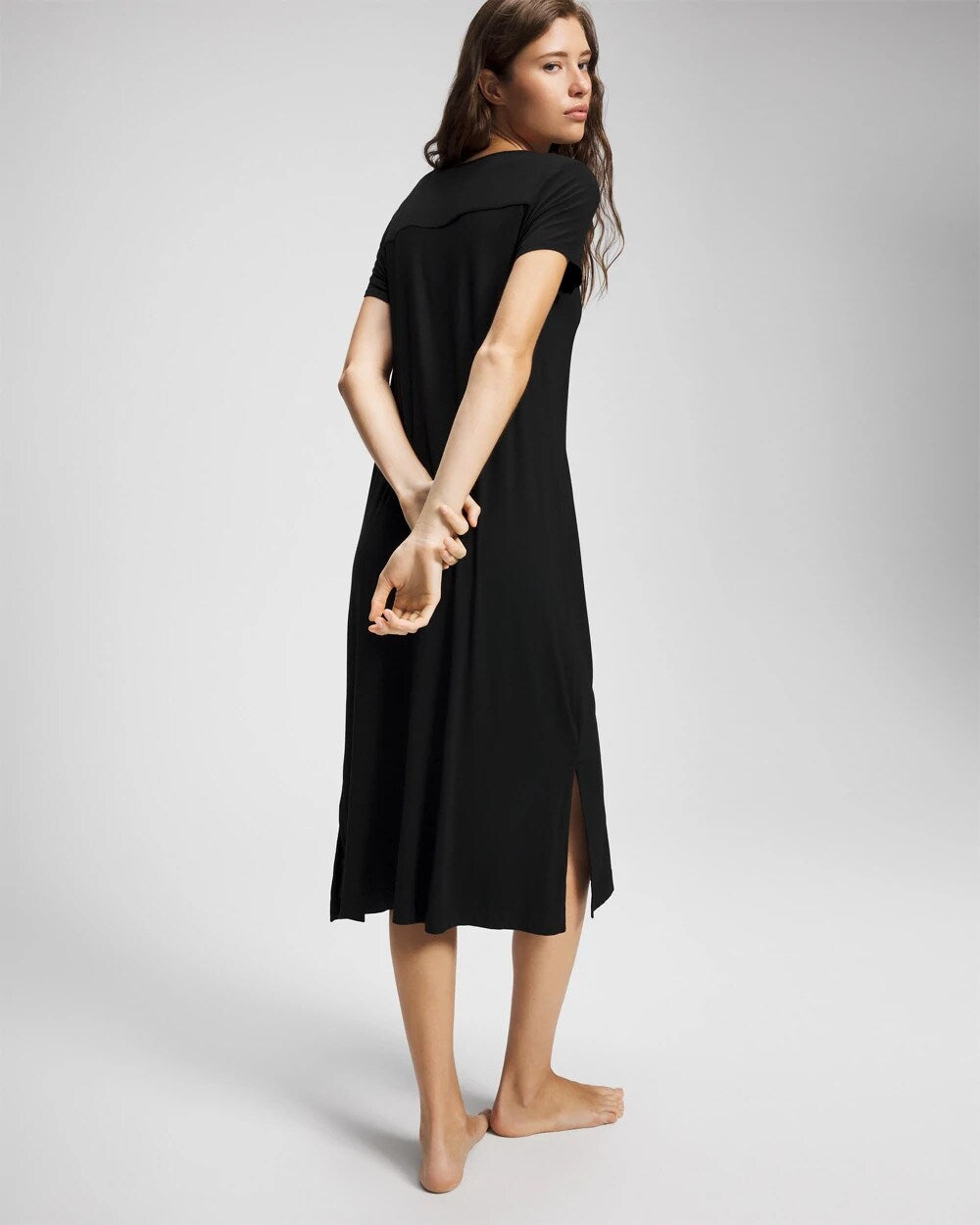 BLACK - Short Sleeve Long Sleepshirt | Soma