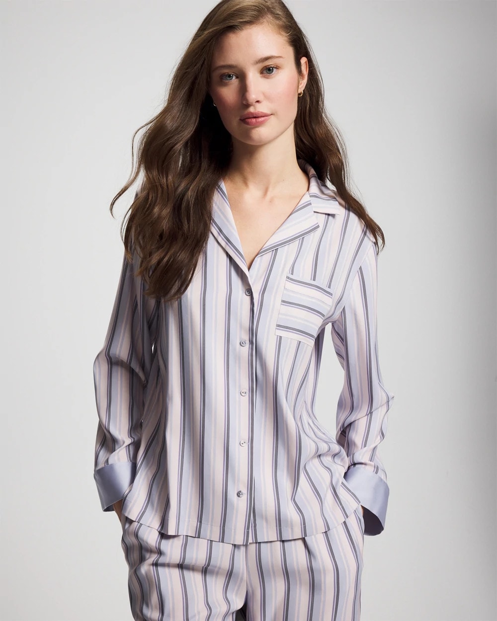 RELAX STRIPE BLUE OPAL - Long-Sleeve Notch Collar | Soma