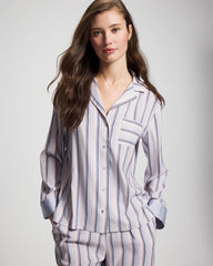 RELAX STRIPE BLUE OPAL - Long-Sleeve Notch Collar | Soma