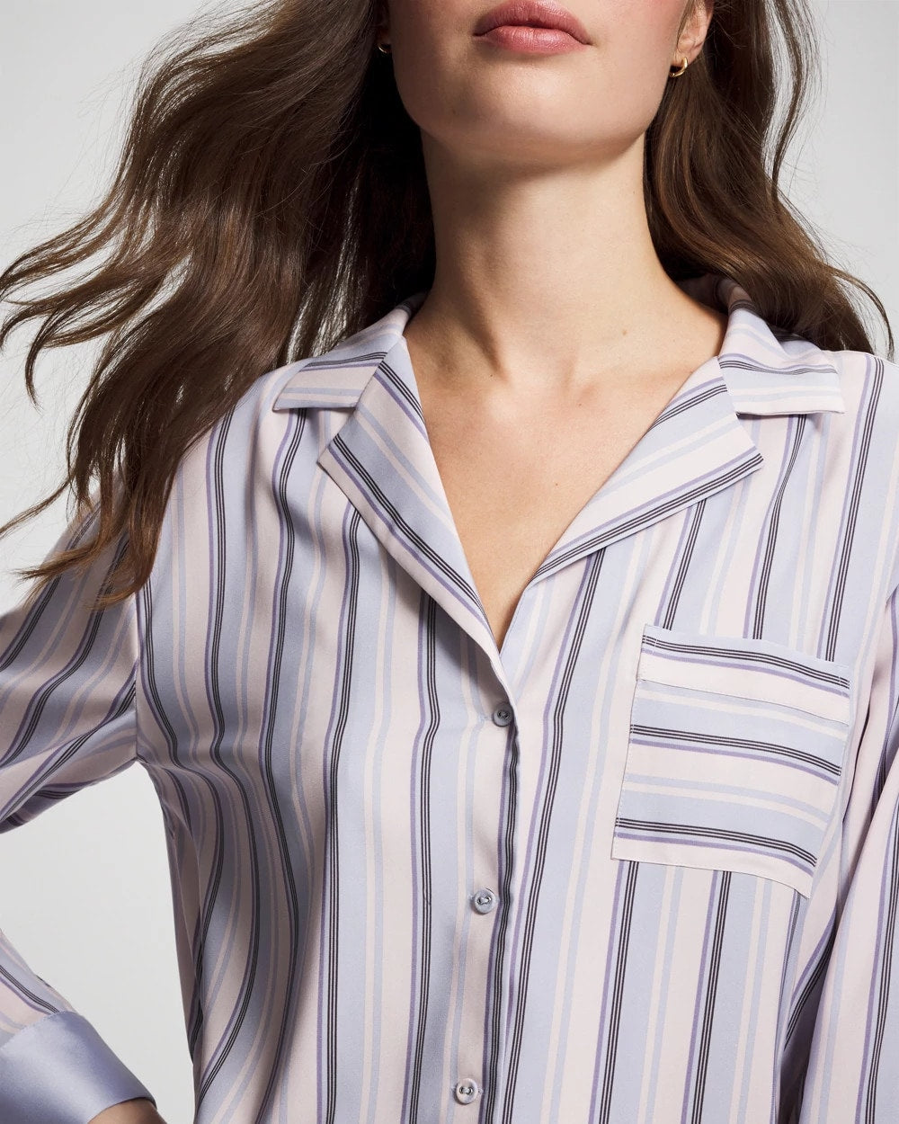 RELAX STRIPE BLUE OPAL - Long-Sleeve Notch Collar | Soma