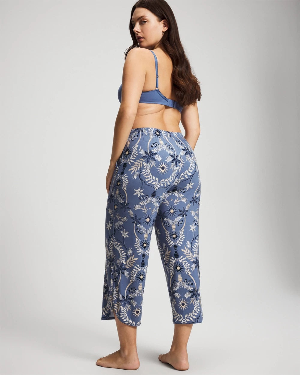 BOTANICAL TILE SUNDOWN - Piped Crop Pajama Pants | Soma