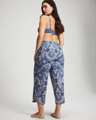 BOTANICAL TILE SUNDOWN - Piped Crop Pajama Pants | Soma