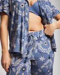 BOTANICAL TILE SUNDOWN - Piped Crop Pajama Pants | Soma