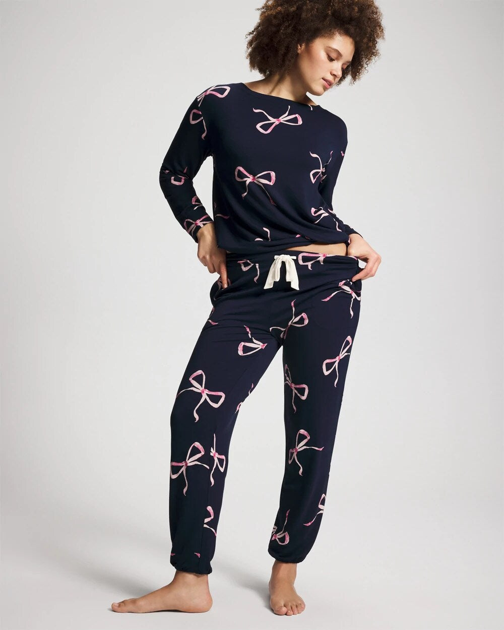 BELOVED BOWS GRAND NAVY - Banded Ankle Pajama Pant | Soma