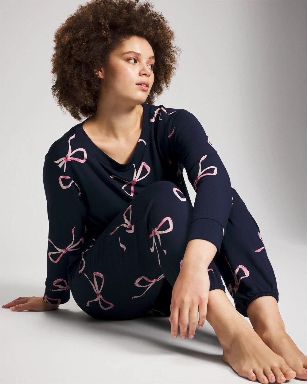 BELOVED BOWS GRAND NAVY - Banded Ankle Pajama Pant | Soma