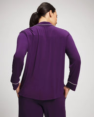 BLACKBERRY - Long Sleeve Notch Collar w/ Piped Placket Pajama Top | Soma