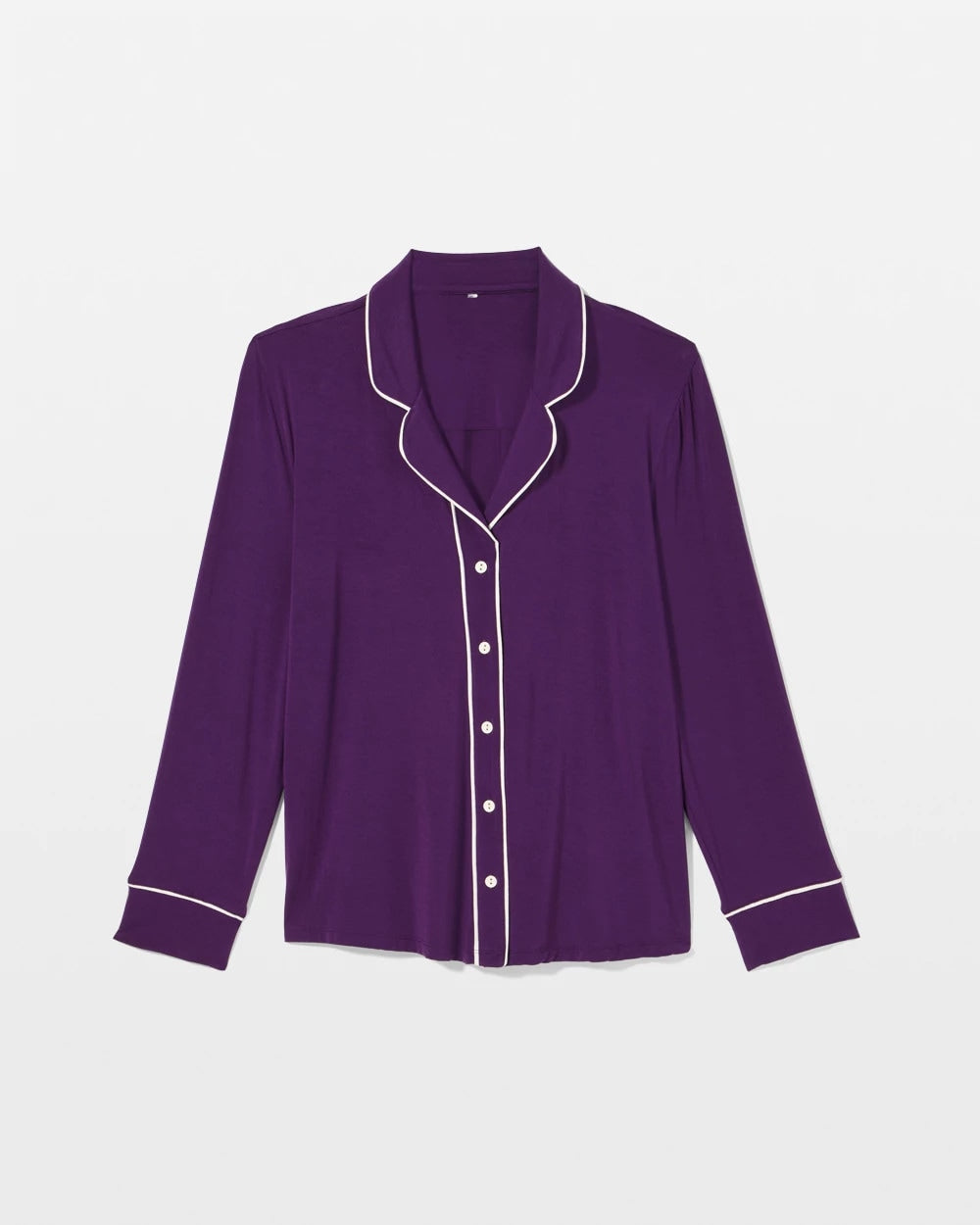 BLACKBERRY - Long Sleeve Notch Collar w/ Piped Placket Pajama Top | Soma