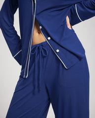 MAJESTY BLUE - Solid Piped Pajama Pant | Soma