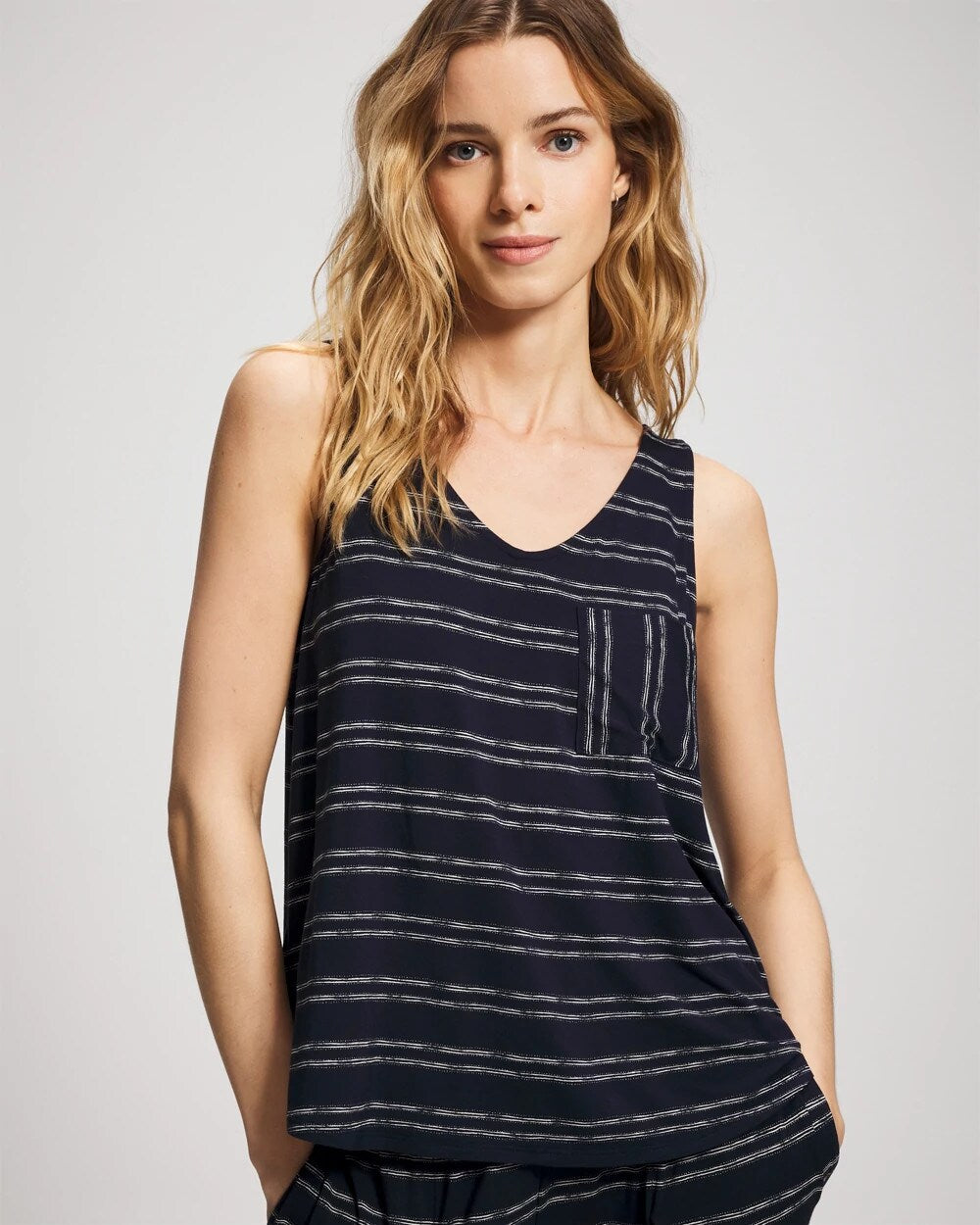 BOHO STRIPE NAVY - V-Neck Pajama Tank | Soma