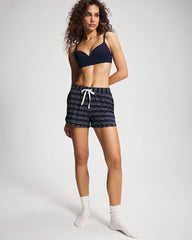 BOHO STRIPE NAVY - Curved Hem Pajama Shorts | Soma