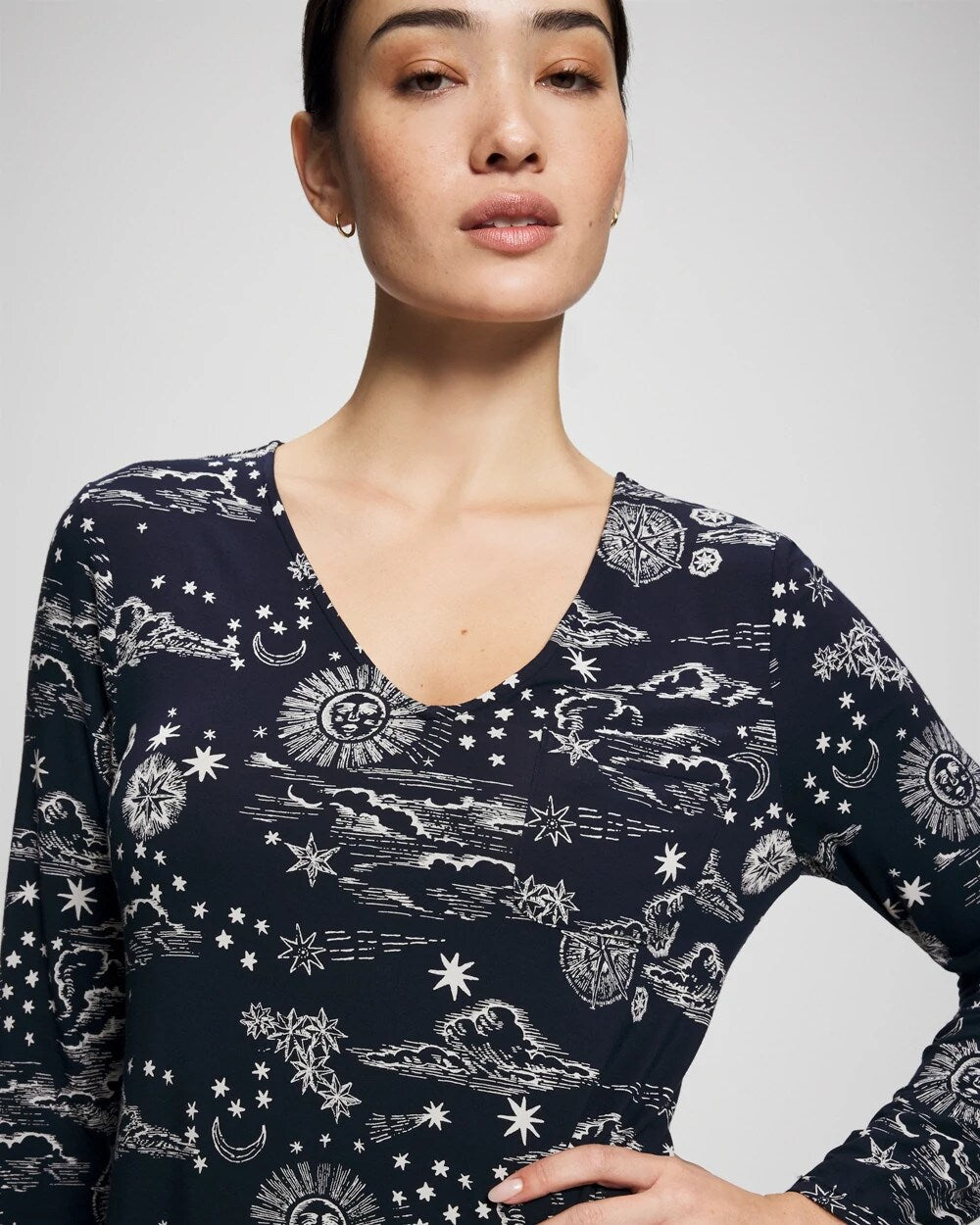 COSMIC BALLET NAVY - Long-Sleeve Sleepshirt | Soma