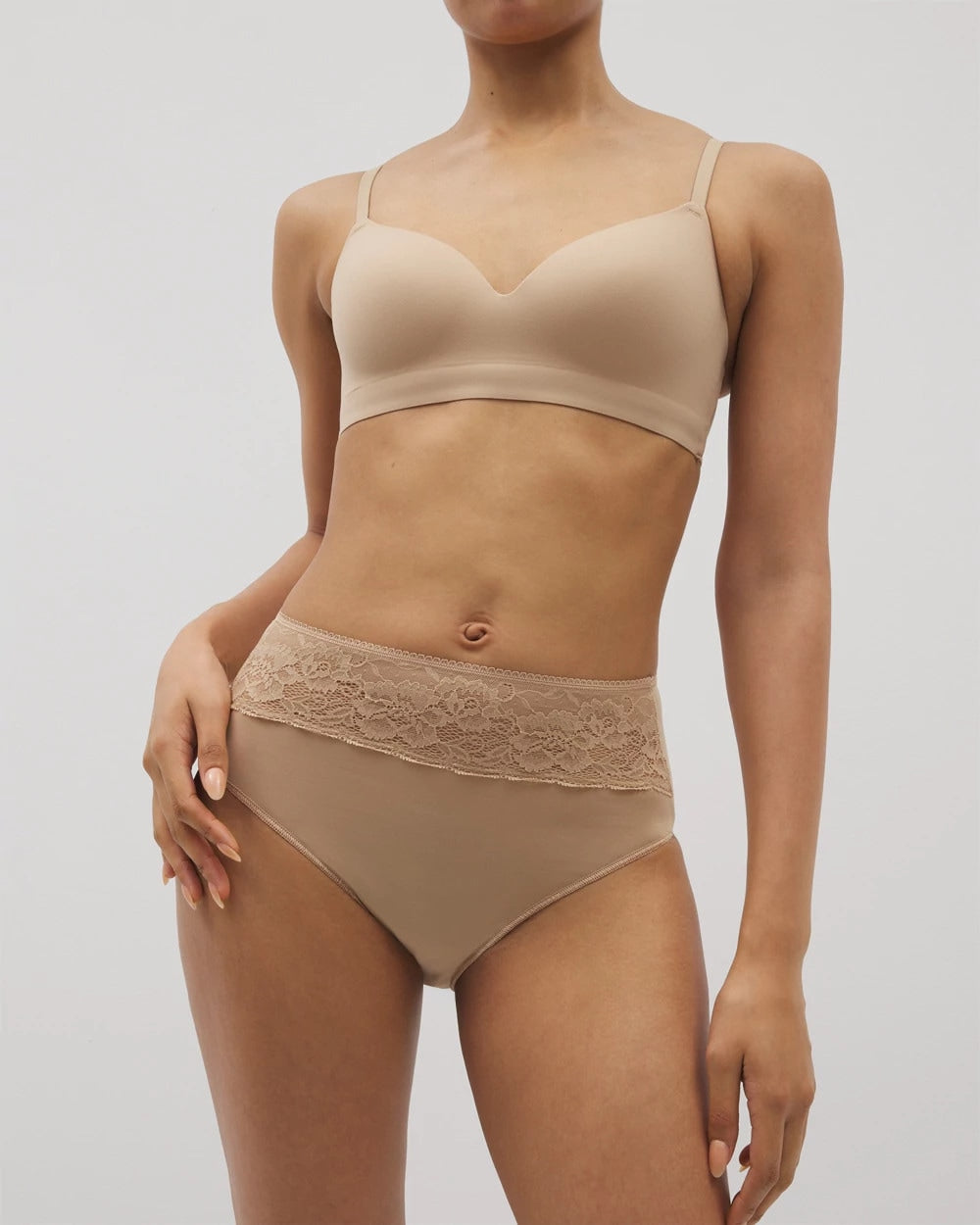 WARM AMBER - Vanishing Edge Microfiber Modern Brief Panty with Lace | Soma