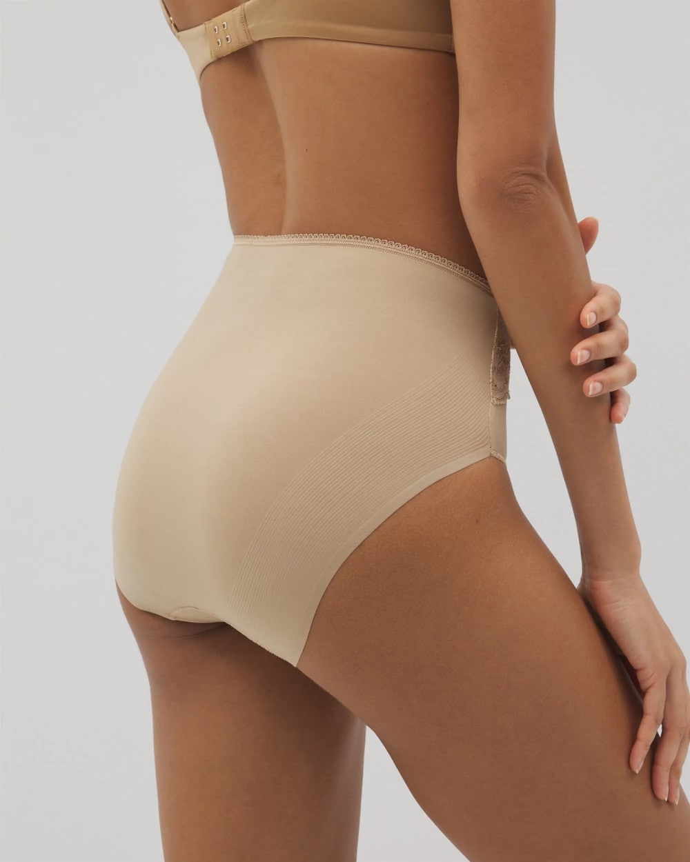 WARM AMBER - Vanishing Edge Microfiber Modern Brief Panty with Lace | Soma