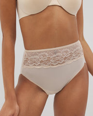 PALE SAND - Vanishing Edge Microfiber Modern Brief Panty with Lace | Soma