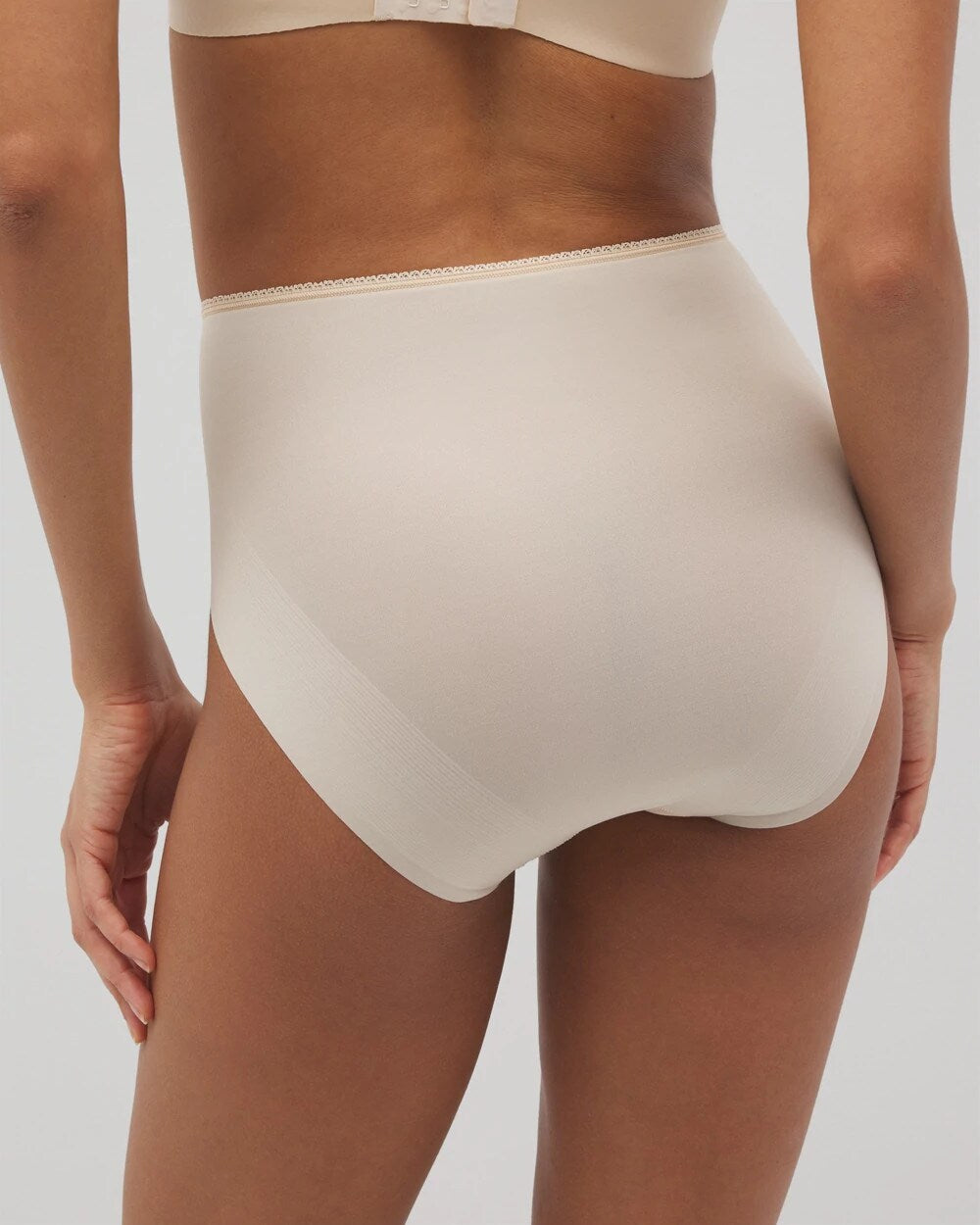 PALE SAND - Vanishing Edge Microfiber Modern Brief Panty with Lace | Soma