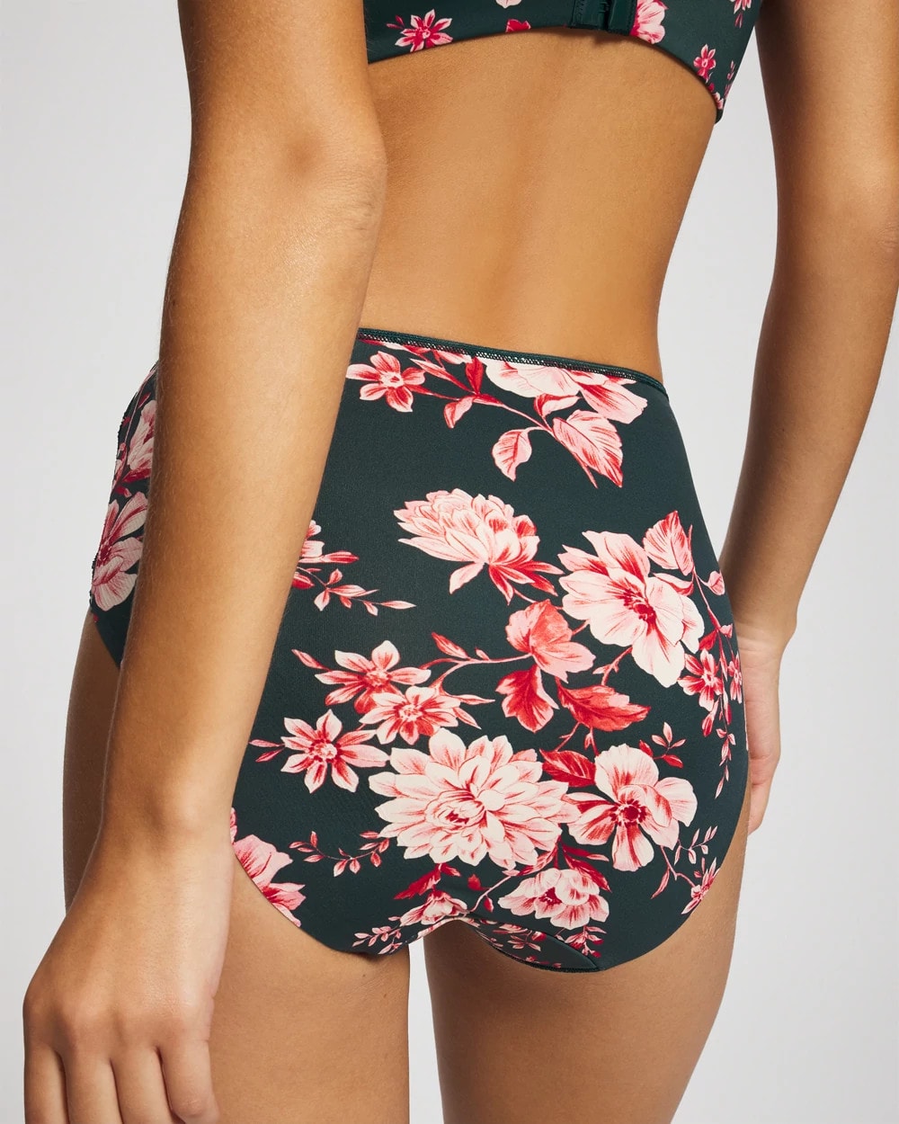 COTTAGE FLORAL MINI GREEN - Tummy Modern Brief Panty with Lace | Soma
