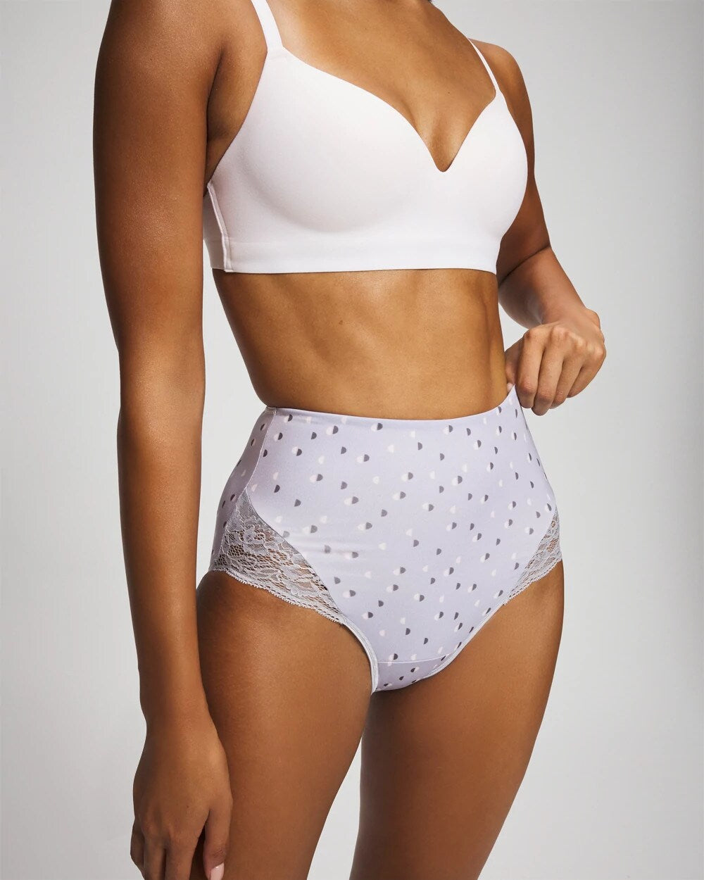 HALF MOON BLUE OPAL - Tummy High-Waist Brief Panty with Lace | Soma