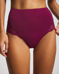 POMEGRANATE WINE - Tummy High-Waist Brief Panty with Lace | Soma