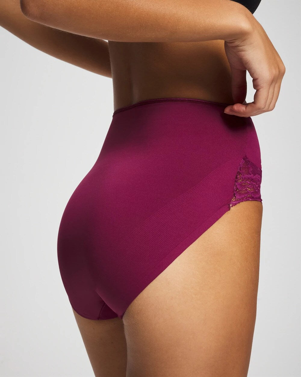 POMEGRANATE WINE - Tummy High-Waist Brief Panty with Lace | Soma