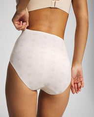 DRAMA DOTS CHAMPAGNE - Tummy High-Waist Brief Panty with Lace | Soma